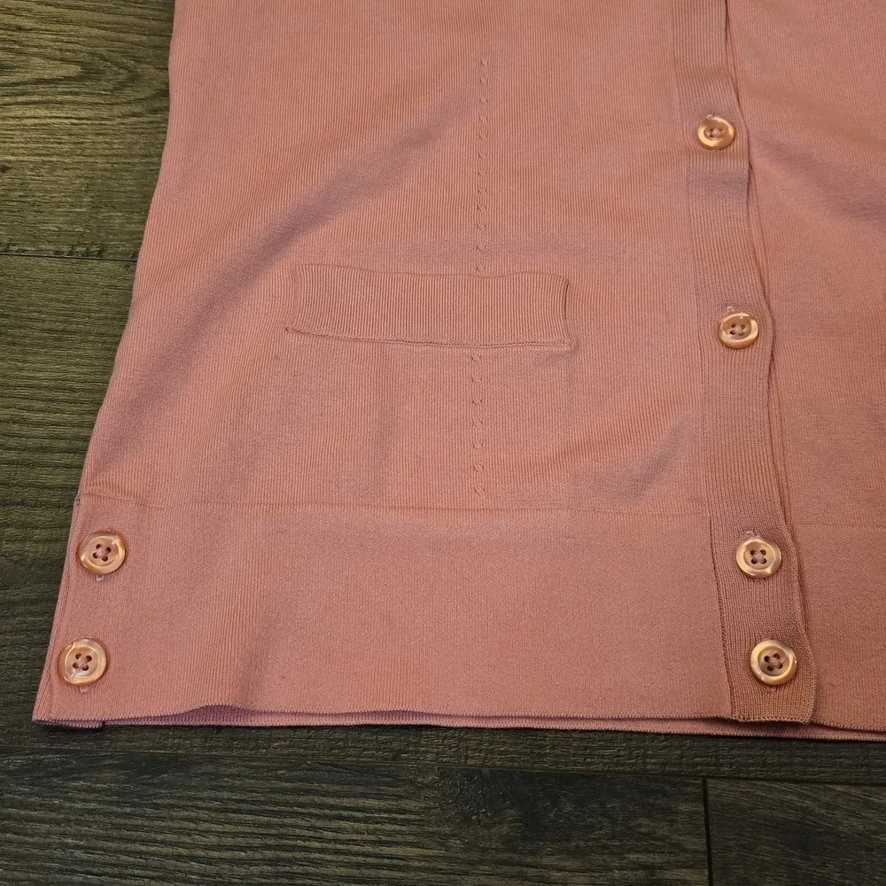 Pendleton Sweater Womens Medium Pink‎ Peach Cardigan Silk Blend Button Work - Picture 5 of 9